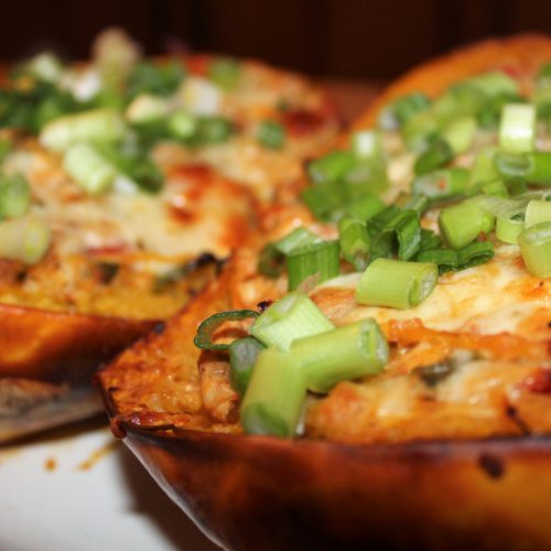 Spaghetti Squash Buffalo Chicken Tex-Mex Bowls